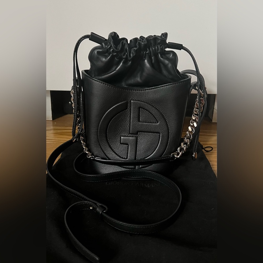 Giorgio Armani Black Leather Bucket Bag
